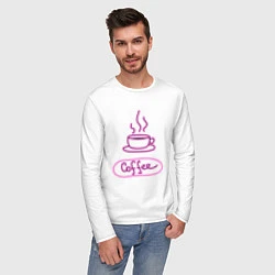 Лонгслив хлопковый мужской Кофе, цвет: белый — фото 2