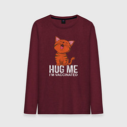 Лонгслив хлопковый мужской Hug Me Im Vaccinated, цвет: меланж-бордовый