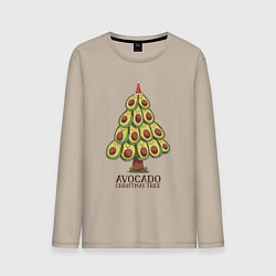 Лонгслив хлопковый мужской Avocado Christmas Tree, цвет: миндальный