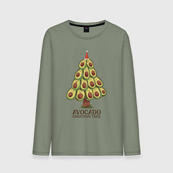 Лонгслив хлопковый мужской Avocado Christmas Tree, цвет: авокадо