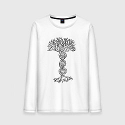 Лонгслив хлопковый мужской ДНК Дерево DNA Tree, цвет: белый