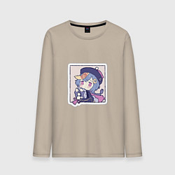 Лонгслив хлопковый мужской Ци Ци, цвет: миндальный
