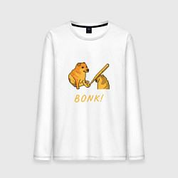 Лонгслив хлопковый мужской Doge Bonk go to horny jail, цвет: белый