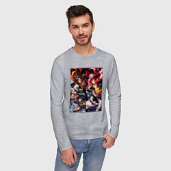 Лонгслив хлопковый мужской КЛИНОК РАССЕКАЮЩИЙ ДЕМОНОВ, цвет: меланж — фото 2