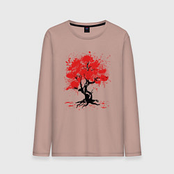 Лонгслив хлопковый мужской САКУРА SAKURA ВИШНЯ, цвет: пыльно-розовый