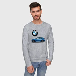 Лонгслив хлопковый мужской BMW X6, цвет: меланж — фото 2