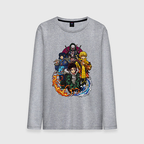 Мужской лонгслив КЛИНОК, РАССЕКАЮЩИЙ ДЕМОНОВ / Меланж – фото 1