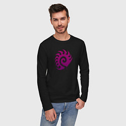 Лонгслив хлопковый мужской Zerg logo Purple, цвет: черный — фото 2