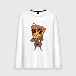 Лонгслив хлопковый мужской Пепперони пицца в костюме, цвет: белый