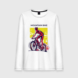 Лонгслив хлопковый мужской Mountain Bike велосипедист цвета белый — фото 1