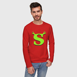 Лонгслив хлопковый мужской Shrek: Logo S, цвет: красный — фото 2
