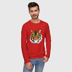 Лонгслив хлопковый мужской Тигр, цвет: красный — фото 2