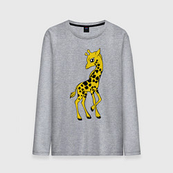Лонгслив хлопковый мужской Маленький жираф, цвет: меланж