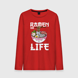 Лонгслив хлопковый мужской Ramen life, цвет: красный