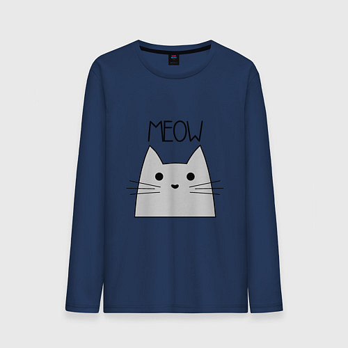 Мужской лонгслив Котик - Мяу / Тёмно-синий – фото 1