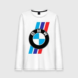 Лонгслив хлопковый мужской BMW БМВ M PERFORMANCE, цвет: белый