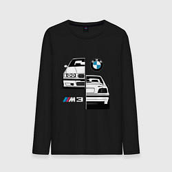 Лонгслив хлопковый мужской BMW M3 E 36 БМВ М3 E 36, цвет: черный