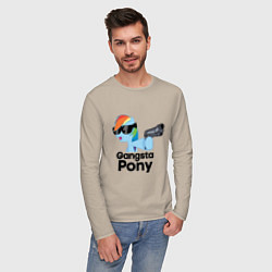 Лонгслив хлопковый мужской Gangsta pony, цвет: миндальный — фото 2