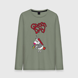Лонгслив хлопковый мужской Green Day Unicorn, цвет: авокадо