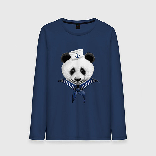 Мужской лонгслив Captain Panda / Тёмно-синий – фото 1