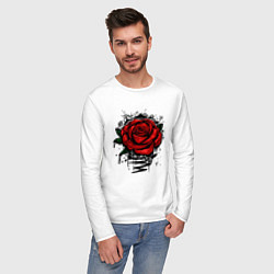 Лонгслив хлопковый мужской Красная Роза Red Rose, цвет: белый — фото 2