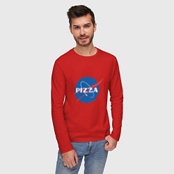 Лонгслив хлопковый мужской NASA Pizza, цвет: красный — фото 2