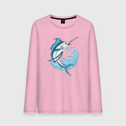 Лонгслив хлопковый мужской Рыба меч, цвет: светло-розовый