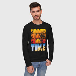 Лонгслив хлопковый мужской SUMMER TIME, цвет: черный — фото 2