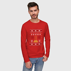 Лонгслив хлопковый мужской Наука Science Вязаный свитер, цвет: красный — фото 2