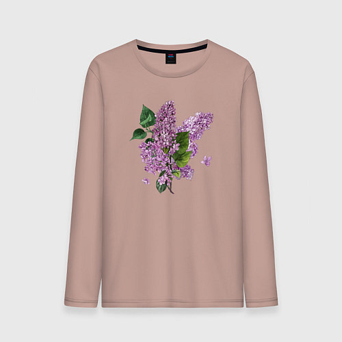 Мужской лонгслив СИРЕНЬ АКВАРЕЛЬЮ / Пыльно-розовый – фото 1