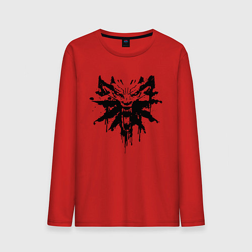 Мужской лонгслив The Witcher подтеки лого / Красный – фото 1