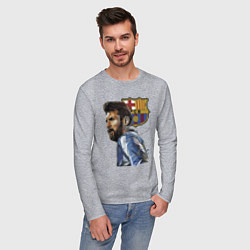 Лонгслив хлопковый мужской Lionel Messi Barcelona Argentina Striker, цвет: меланж — фото 2