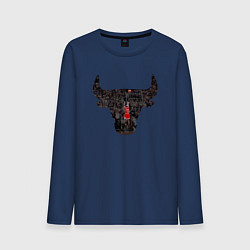 Лонгслив хлопковый мужской Bulls - Jordan, цвет: тёмно-синий