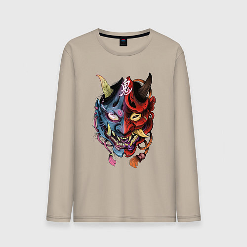 Мужской лонгслив Два лица / Миндальный – фото 1