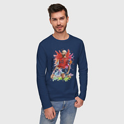 Лонгслив хлопковый мужской Thierry Daniel Henry, цвет: тёмно-синий — фото 2