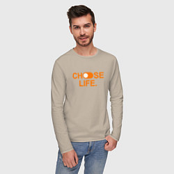 Лонгслив хлопковый мужской Trainspotting - Life, цвет: миндальный — фото 2