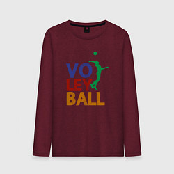 Лонгслив хлопковый мужской Game Volleyball, цвет: меланж-бордовый