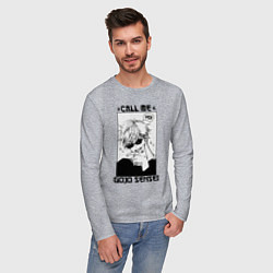Лонгслив хлопковый мужской Позвони мне сатору годзе, цвет: меланж — фото 2