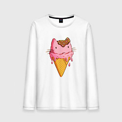 Лонгслив хлопковый мужской Cat Ice Cream, цвет: белый