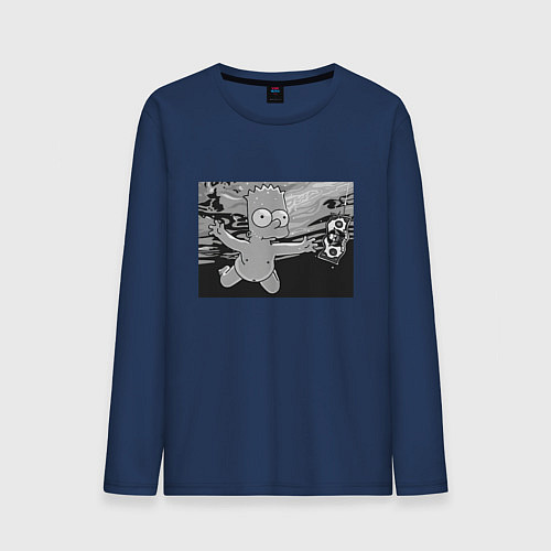 Мужской лонгслив Simpsons x Nirvana / Тёмно-синий – фото 1
