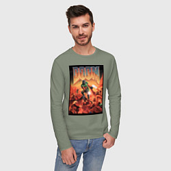 Лонгслив хлопковый мужской DOOM игра, цвет: авокадо — фото 2