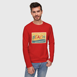 Лонгслив хлопковый мужской Пляж, цвет: красный — фото 2