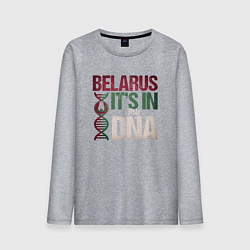Лонгслив хлопковый мужской ДНК - Беларусь цвета меланж — фото 1