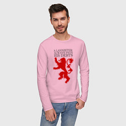 Лонгслив хлопковый мужской Logo and quotes Lannister цвета светло-розовый — фото 2