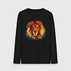 Лонгслив хлопковый мужской Лев акварельный, цвет: черный