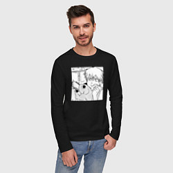 Лонгслив хлопковый мужской Человек — бензопила, цвет: черный — фото 2