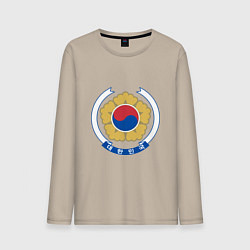 Лонгслив хлопковый мужской Корея Корейский герб, цвет: миндальный