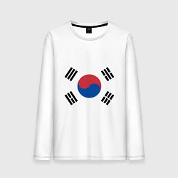 Лонгслив хлопковый мужской Корея Корейский флаг, цвет: белый