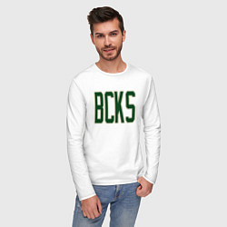 Лонгслив хлопковый мужской BCKS Bucks, цвет: белый — фото 2