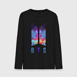 Лонгслив хлопковый мужской Logo BTS, цвет: черный